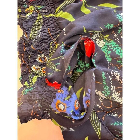 Aerie Navy Floral High-Waisted Palazzo Lounge Pants - Size M EUC Satin Feel - Picture 7 of 11